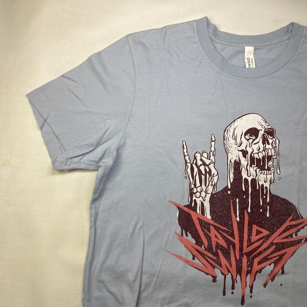 Taylor Swift METAL SKULL Light Blue Tshirt! Concert Tour Retro Merch Sz Large - Picture 4 of 13